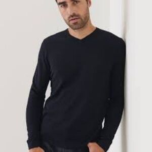 Patrick assarf cashmere Men's Dark V-Neck Sweater